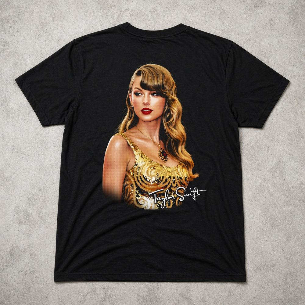 Taylor Swift Gold Dress T Shirt Pop Singer Graphic Tee Adults Kids Gift 2XL