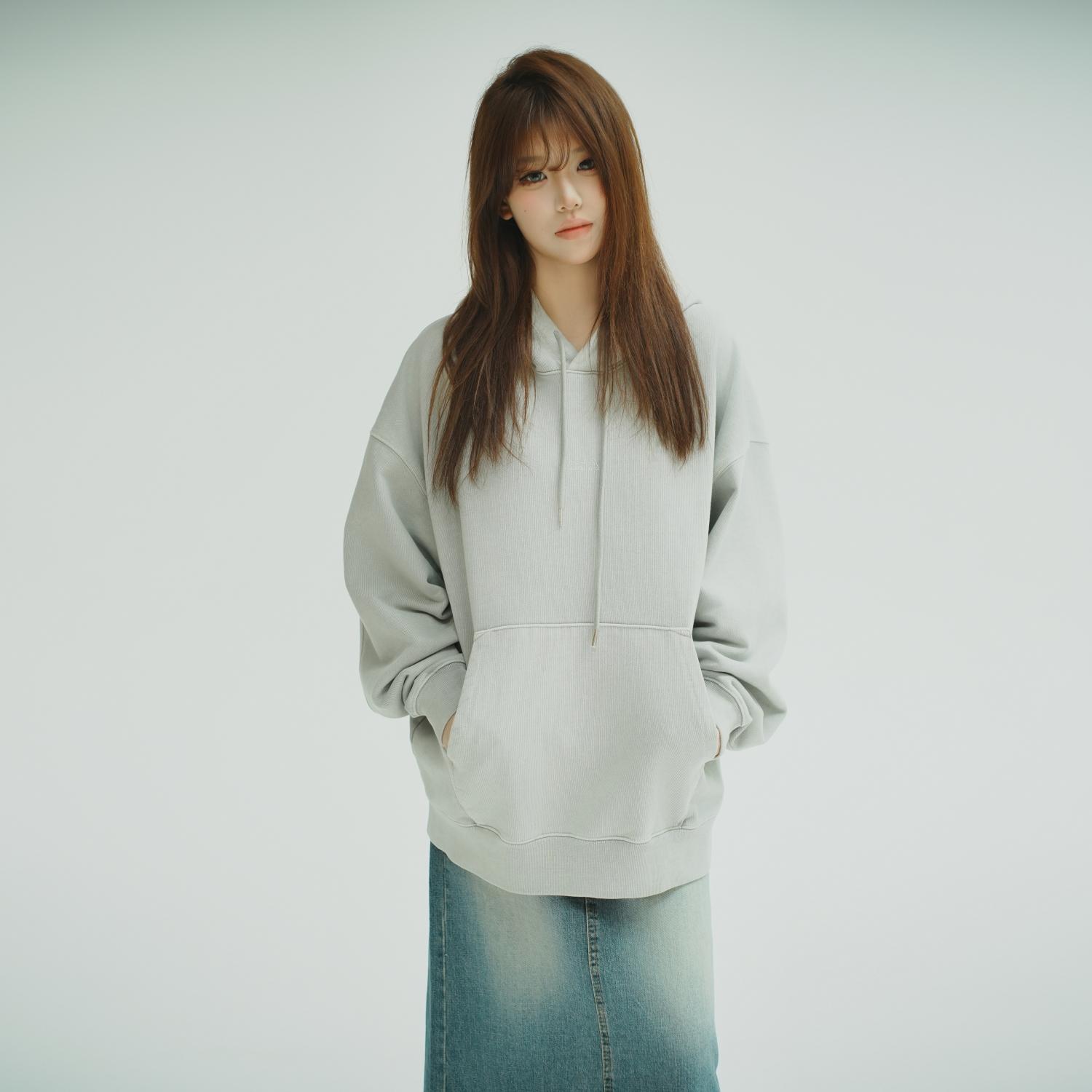 Akia 980G Oversized Hoodie - Pigment Dyed [ Moon Grey ] Pigment Dyeing - Moon Gray/1(M)