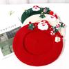 Red Green Color Christmas Beret Hat Wool Felt Material Winter Beret Hat  For Women Girls
