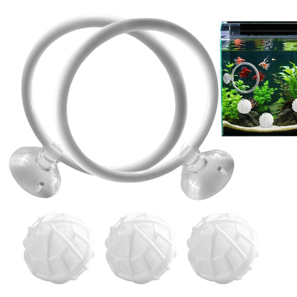 Anello per Esercizio Pesce Betta Anello per Alimentazione Pesce Betta Con Ventosa e 3 Palline Filtro per Acquario Giocattoli per Esercizio Tartarughe Betta
