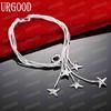 925 Sterling Silver Five Solid Starfish Chain Bracelet Fashion Wedding Jewelry