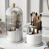 Transparent Makeup Brush Organizer 360 Degree Rotatable Cosmetic Storage Box  Bathroom Countertop