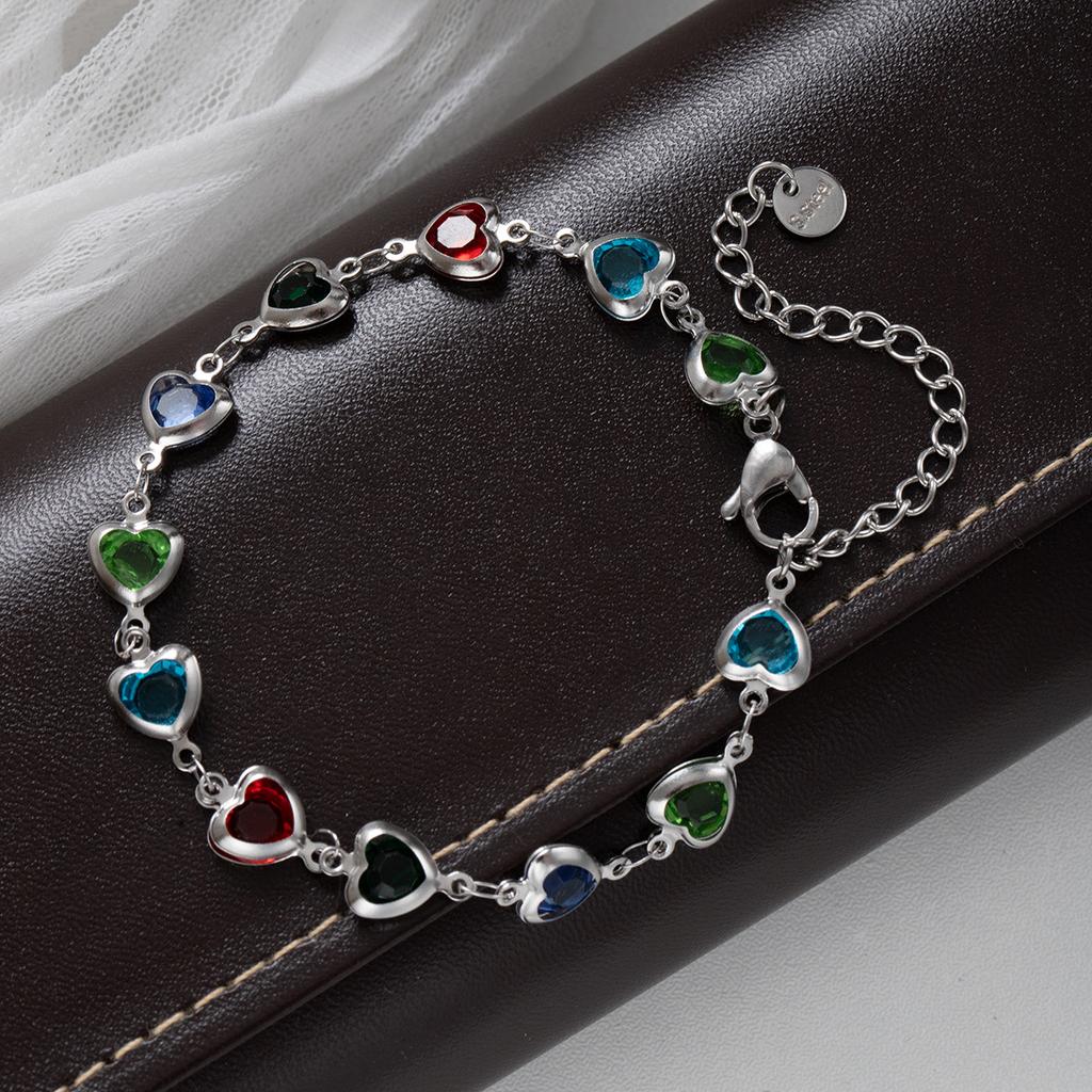 Color Love Bracelet, Personality Temperament, Heart-Shaped Bracelet, High-End Creative Fashion Jewelry.