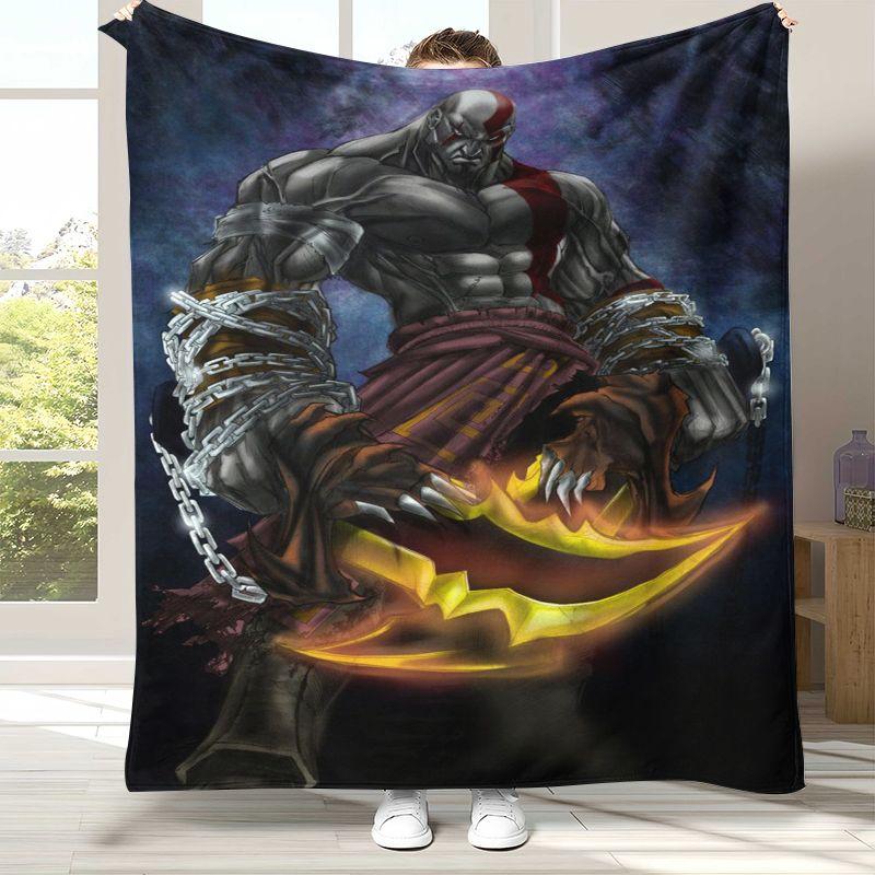 Classic God of War Games Kratos Flannel Blanket,Ultra Soft Plush Throw for Home Bedroom Bed Sofa Cover Office Camping Picnic
