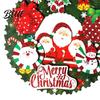 Seasonal Home Decor Christmas 3D Wreath Pendant with Hanging Rope Cartoon Garland Ornaments Snowman Door Ornaments Lightweight Paper for Holiday