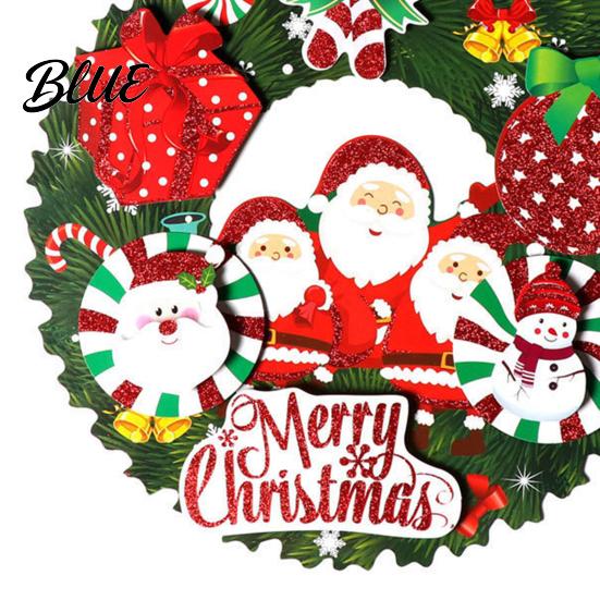 Seasonal Home Decor Christmas 3D Wreath Pendant with Hanging Rope Cartoon Garland Ornaments Snowman Door Ornaments Lightweight Paper for Holiday