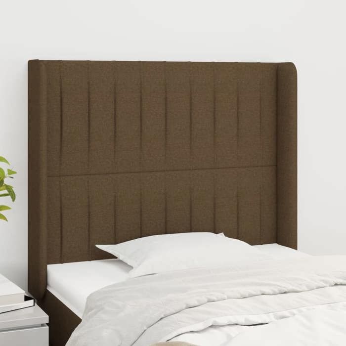 VidaXL Tête de lit avec oreilles Marron foncé 103x16x118-128 cm Tissu3119811