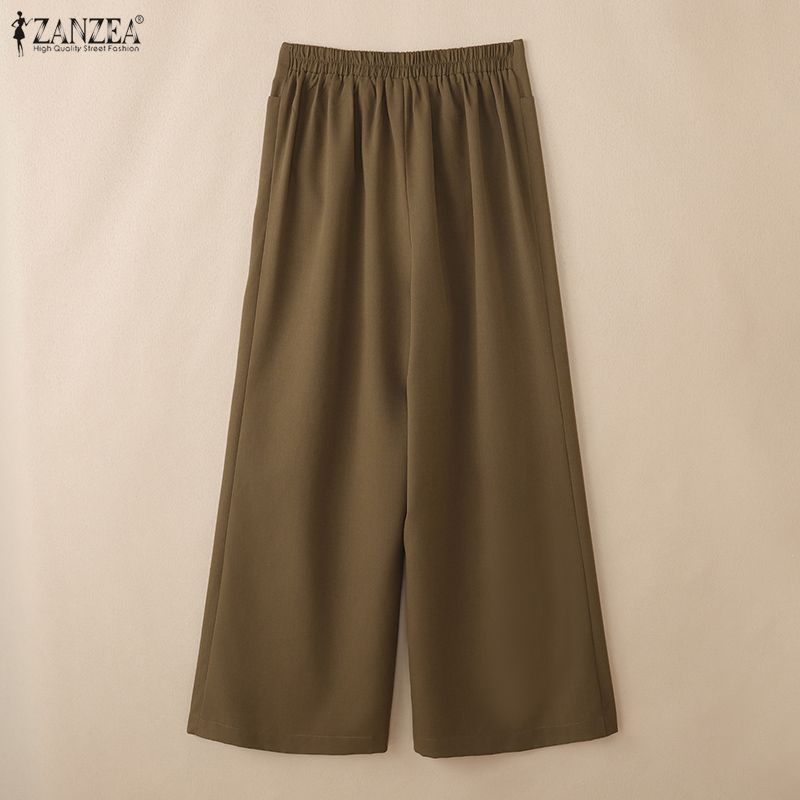 ZANZEA Women Casual Solid Color Loose Wide Leg Pants