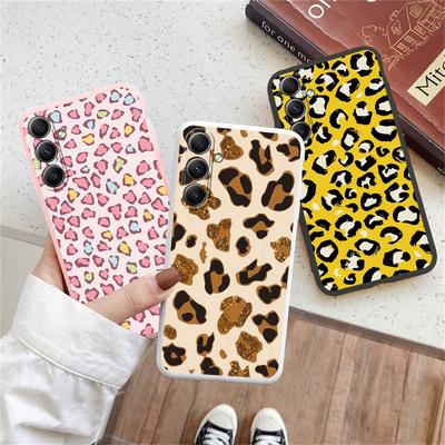 Cute Leopard Print Phone Case For iPhone 15 Samsung S25 Ultra A55 S24 FE A16 Xiaomi Redmi Note 14 13 Pro 14C Huawei Honor 200 Shockproof Matte Cover