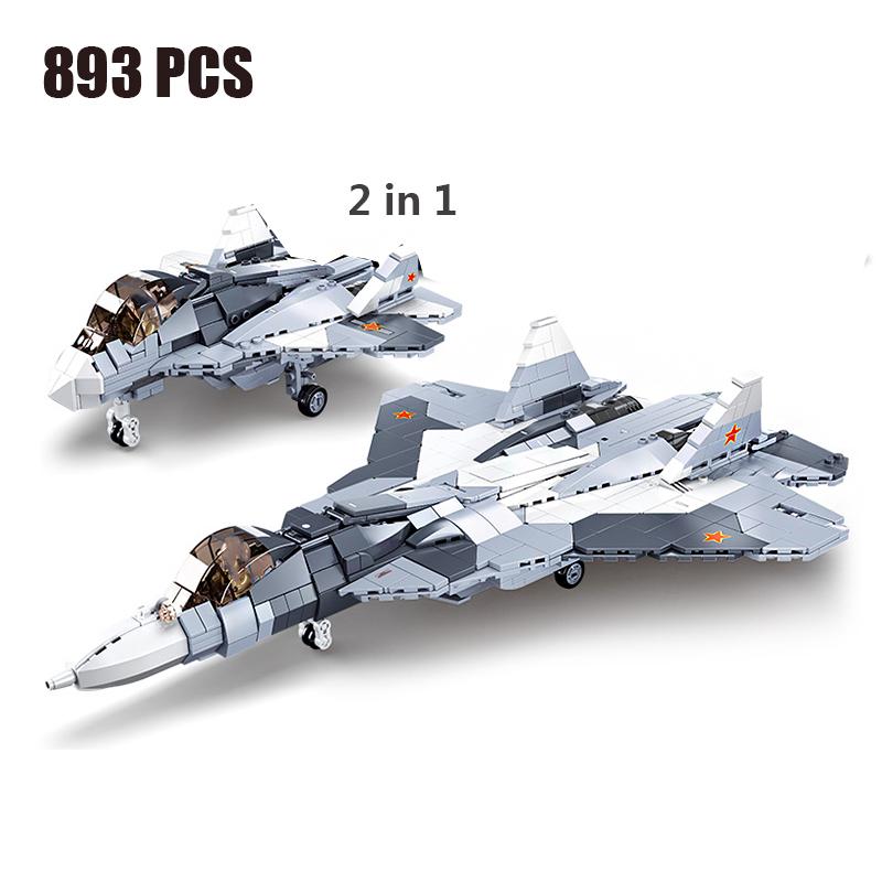 Military Carrier Aircraft Gunship Eagle Stealth Fighter Building Block Sets Classic War Airplane Bricks Kid Educational Toy