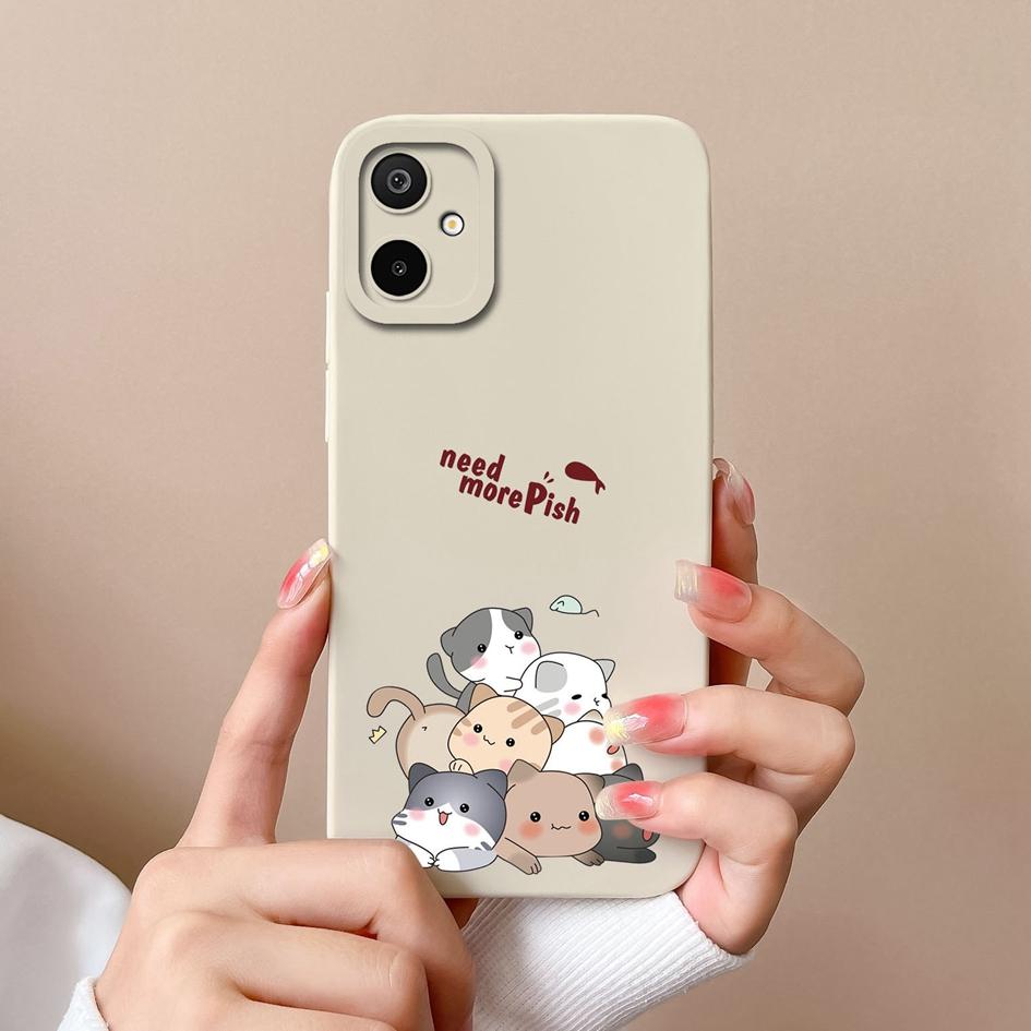 Lovely Cat Owl Pink Phone Cases For Samsung Galaxy F06 A06 F16 M06 M16 S25 Edge Liquid Silicone Dustproof Protective Covers For Samsung Bumper Housing