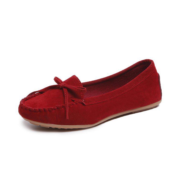 Chaussures Plates Loafers à Nœud pour Femmes, Antidérapantes à Bout Rond à Enfiler, Chaussures Plates Décontractées à Largeur Large pour le Printemps, Grandes Tailles 35-43