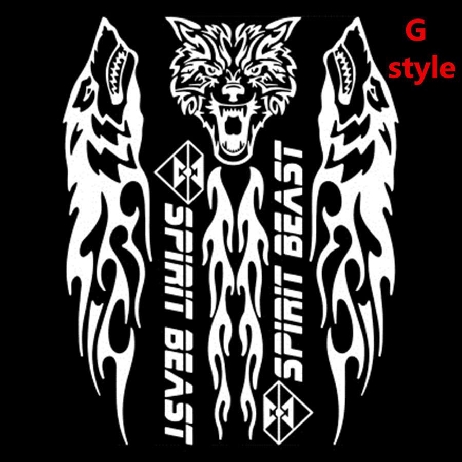 

Виниловая наклейка на бензобак мотоцикла Волк Тотем Полосы пламени Универсальная 37x30см