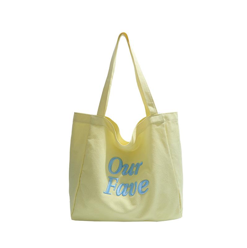 Canvas bag women's large capacity new summer simple and versatile shoulder shopping bag college student tote bag