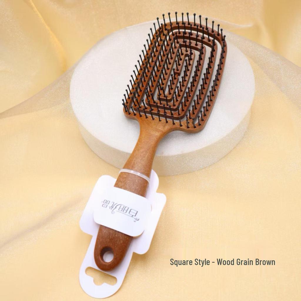 Kamm mit Kreuzhollow-Holzmaserung: Wildschweinborste für langes Damenhaar - Glättend, Volumen gebend, Styling und Haushalt Mückenschutz