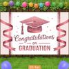 2D Graduation Party Backdrop Rose Gold Cap & Ribbon Background Cloth