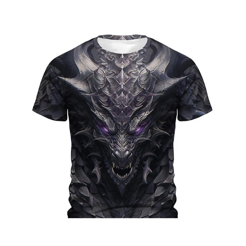 3D Dragon Print Men's T-shirt Summer Daily Casual Men's Street T-shirt Outdoor Sports Short Sleeve Urban Fashion Men's T-shirt