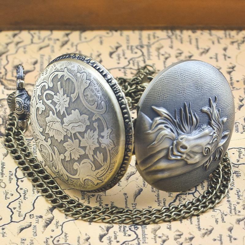 Classic Western Riding Cowboy Horse Quartz Pocket Watch Retro Men's Women's Necklace Pendant Gift