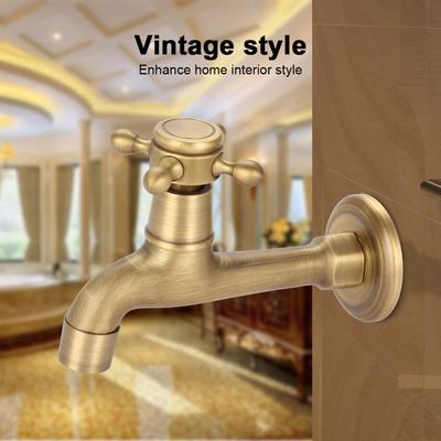 Rubinetto in ottone massiccio vintage montato a parete, singolo nastro per acqua fredda per lavello da cucina, piscina (Lungo/Corto)