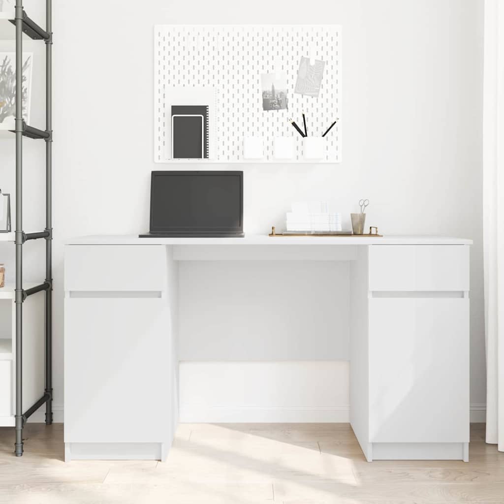 Scrivania Bianca con Cassetti 140 x 49 x 76 cm Truciolato