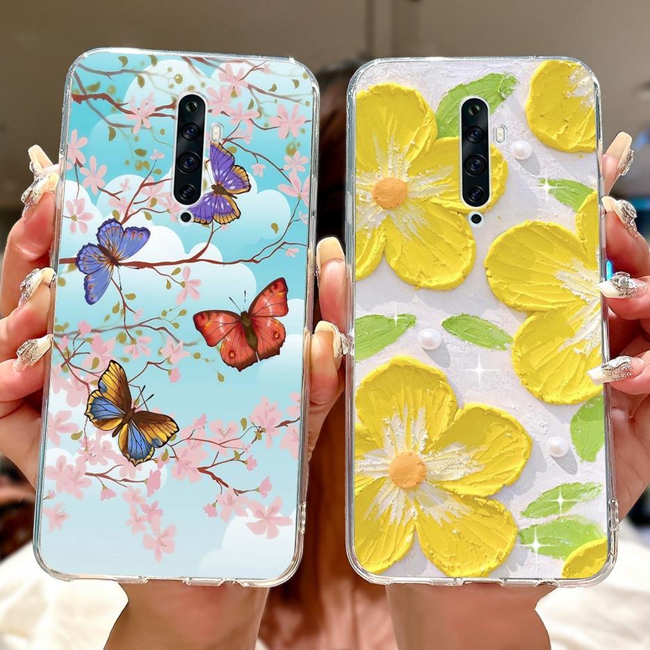 For Oppo Reno 2 Case Reno 2F 2Z Stylish Flowers Painted Cover Soft Slim Phone Case For Oppo Reno2 F Z Reno2F Reno2Z Fundas Coque