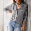 Pocket Button Up Shirts Loose Casual Long Sleeved Women’s Blouses & Shirts