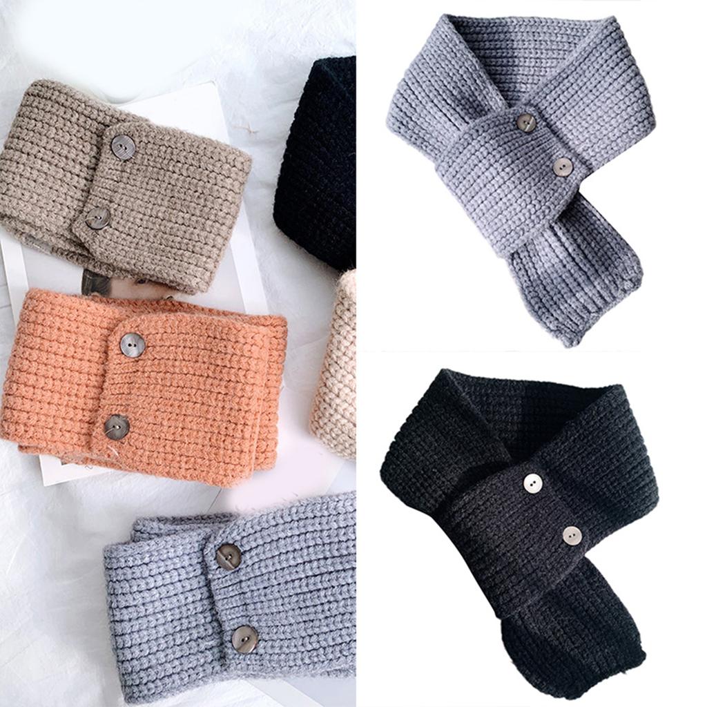 Elegant Knitted Scarf with Functional Buttons for Daily Wear Fashion Crossed Neck Warmer Wrap Scarf for Women Windproof