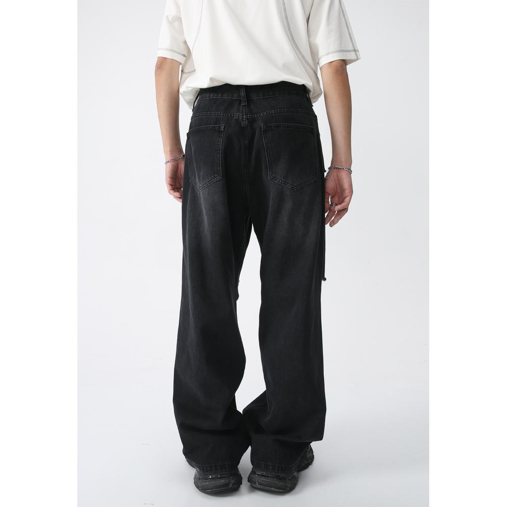 Herren Frühjahr Neues Produkt Broken Denim American Retro Loose Straight Leg Wide Leg Mop