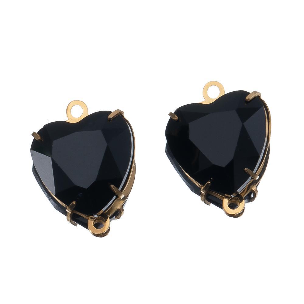 10pcs Glass Heart Pendants Base Stainless Steel Double Hole Colorful Crystal Charms Connector for DIY Necklace Jewelry Makings