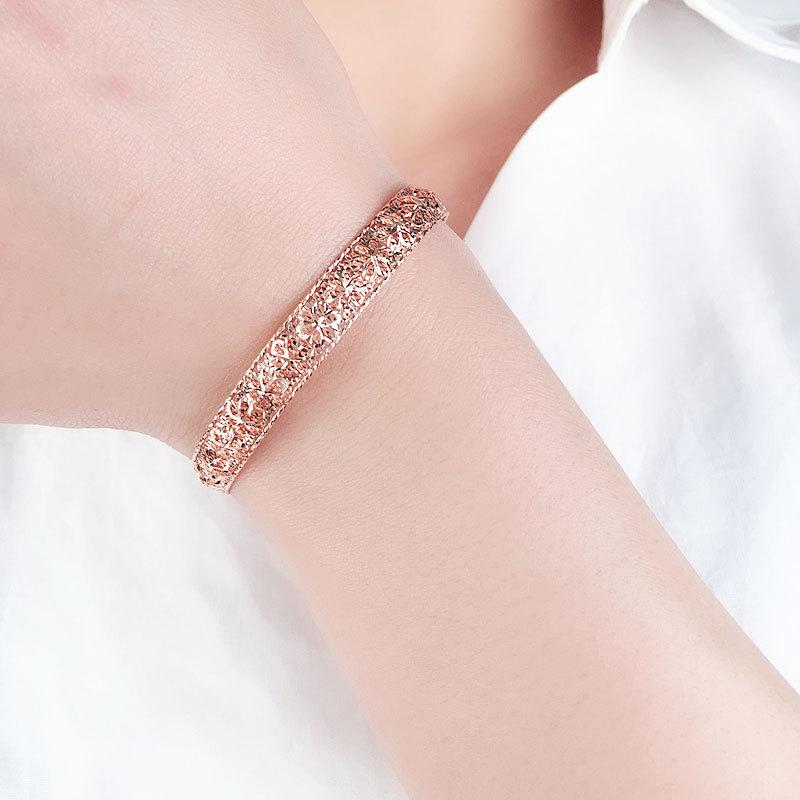 Rose Gold Plated Purple Gold Rich Flower Classic Light Luxury Fashion Color Gold Wide Version Bright Bracelet