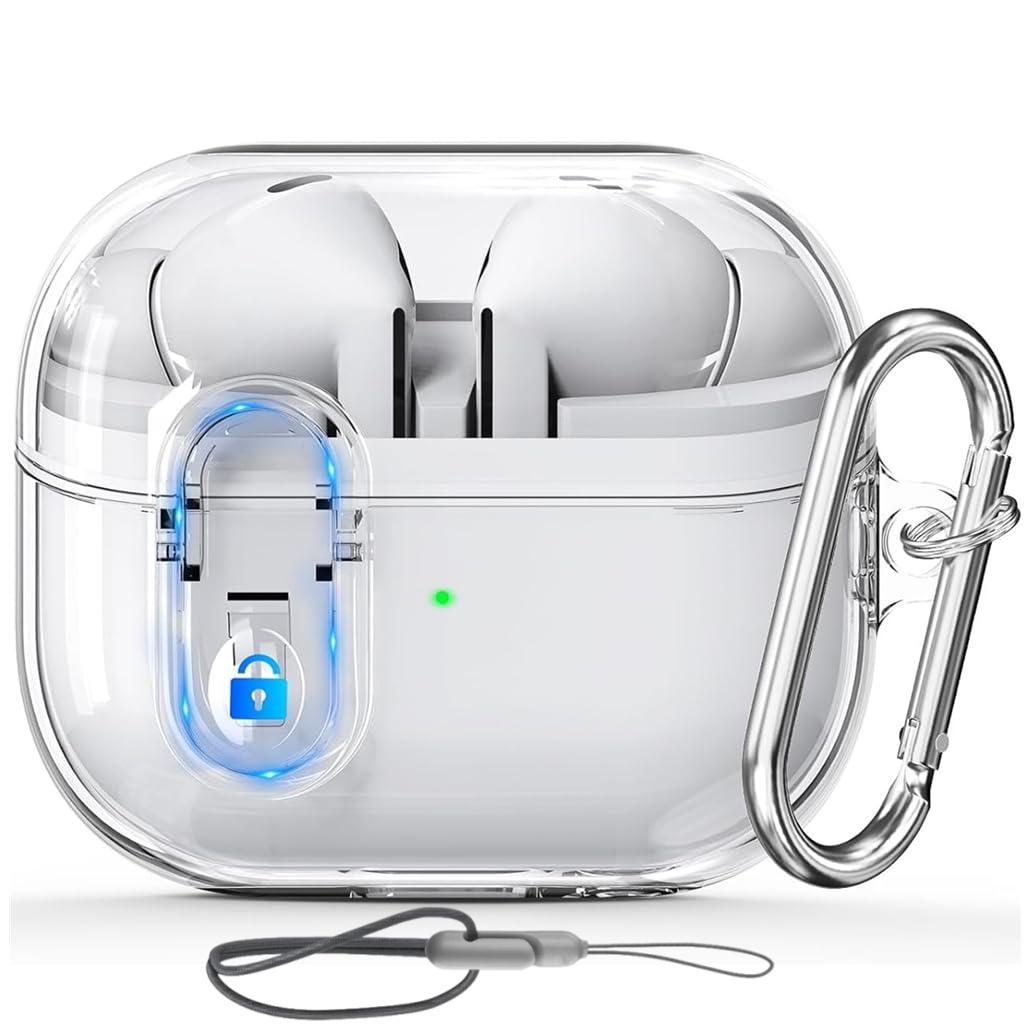 Pentru Samsung Galaxy Buds 3 /3Pro Carcasă cu Blocare de Securitate Carcasă de Protecție Husă cu Șnur pentru Samsung Galaxy Buds 3 (Albastru Pufos)