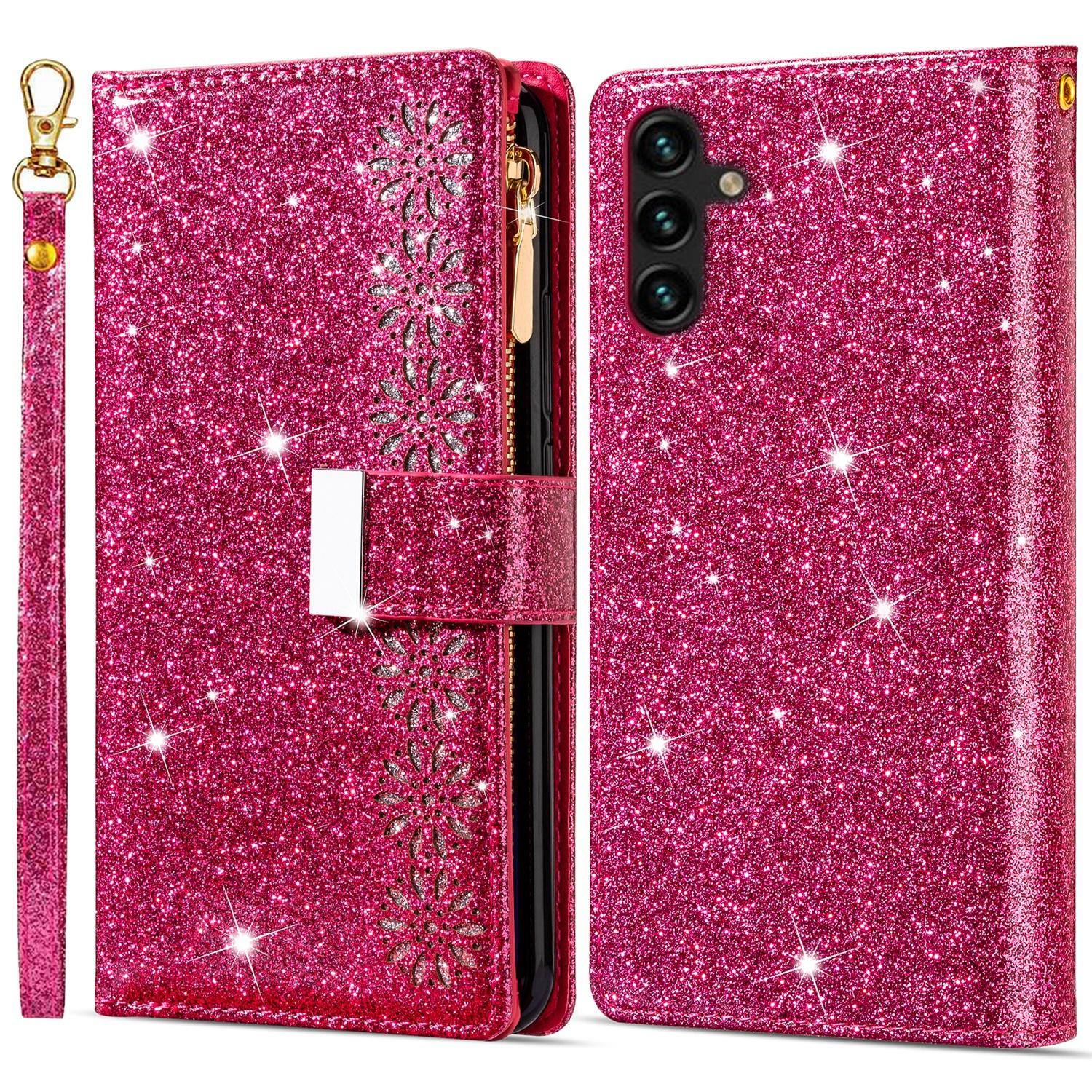 

For Samsung Galaxy A36 5G Case Starry Sky Carving Leather Wallet Phone Cover Rose
