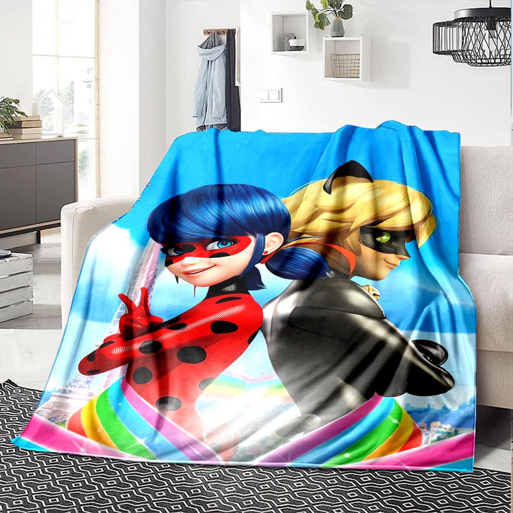 Miraculous Adventures Flannel Blanket Super Soft Warm Cozy Blanket For Sofa Bed Office Travel Allseason Home Decor Gift