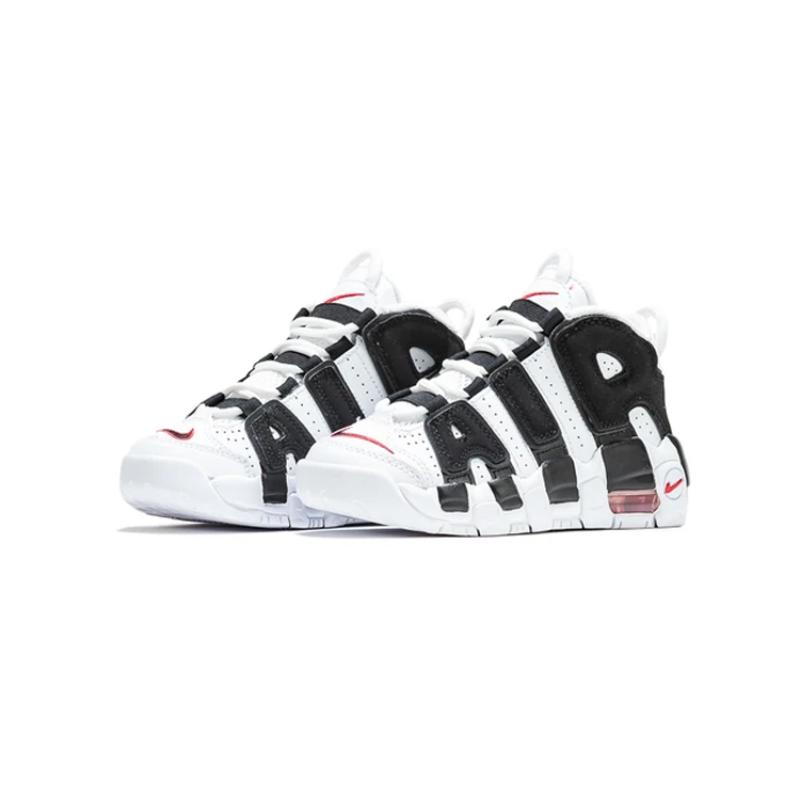 Nike Air More Uptempo Shock Absorbers Mid Top Vintage Basketball Shoes Black White Children Aged 3 7 Years Old Sneakers DA9253-105