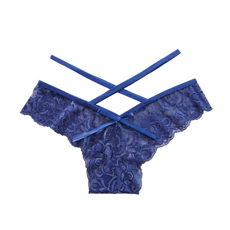 Plus-size Sexy Thong Women's Panties Seamless Cross Lace Hollow Breathable Sexy Women's Underwear
