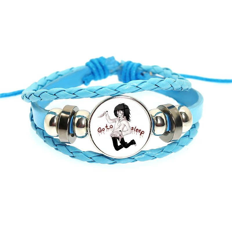 Fashion Accessory Gift For Kids Hot Creepypasta CREEPY PASTA TICCI TOBY Bracelet Glass Leather Bangle JEFF THE KILLER