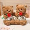 30/40cm Cute Stuffed Animal Bear With Rose Flower Kawaii Teddy Bear Plush Toy Birthday Gift for Kids Girls Home Decor