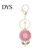 Enamel Keychain Charm Pendant Rhinestones Inlaid Sunflower Design Key Rhinestone Chain with Anti-Oxidation Lobster Clasp Backpacks Accessory