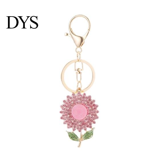 Enamel Keychain Charm Pendant Rhinestones Inlaid Sunflower Design Key Rhinestone Chain with Anti-Oxidation Lobster Clasp Backpacks Accessory