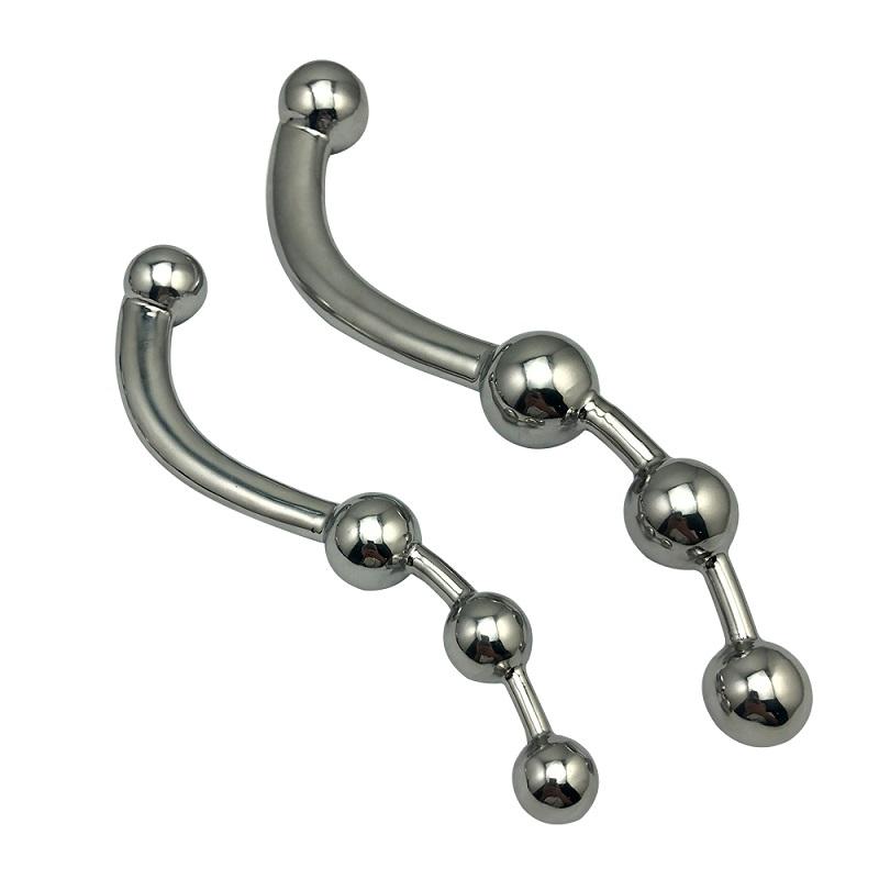 Stainless Steel Metal Double Dildo Penetration Huge Anal Beads Butt Plug G Spot Male Prostate Massager Fake Penis Vagina Sex Toy