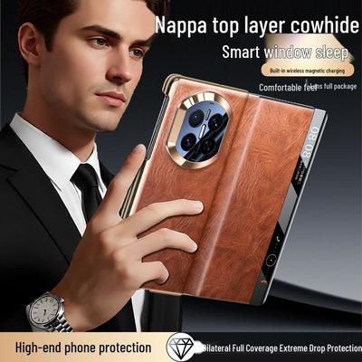 Huawei MateX7 Foldable Leather Case: Collector's Edition Magnetic Window, Full Coverage, Drop Protection