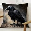 1 Piece 18x18 Inch Super Soft Short Plush Pillowcase - Black Crow Oil Painting Print