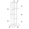 Metal standing flower stand for 6 flower pots - white