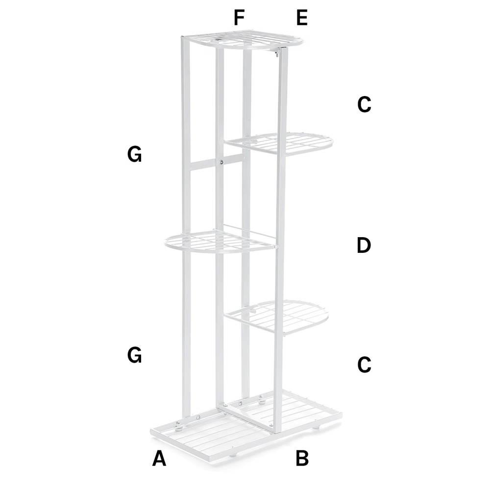 Metal standing flower stand for 6 flower pots - white