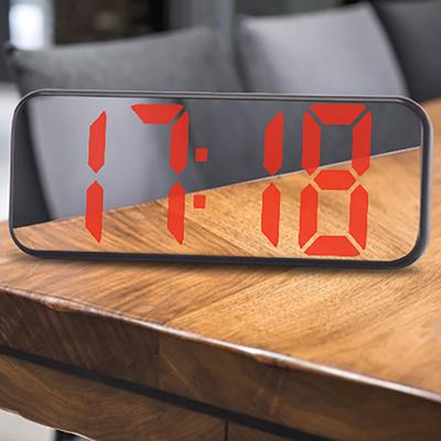 LED Digital Alarm with Snooze Function 12/24H Mirror Clocks Temperature Date Display Table Mirror Clocks USB Desktop Decorations