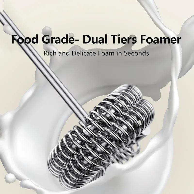 Cordless Milk Frother USB Rechargeable 3 Speeds Handheld Foam Maker for Coffee Cappuccino Latte Matcha Hot Chocolate at Home