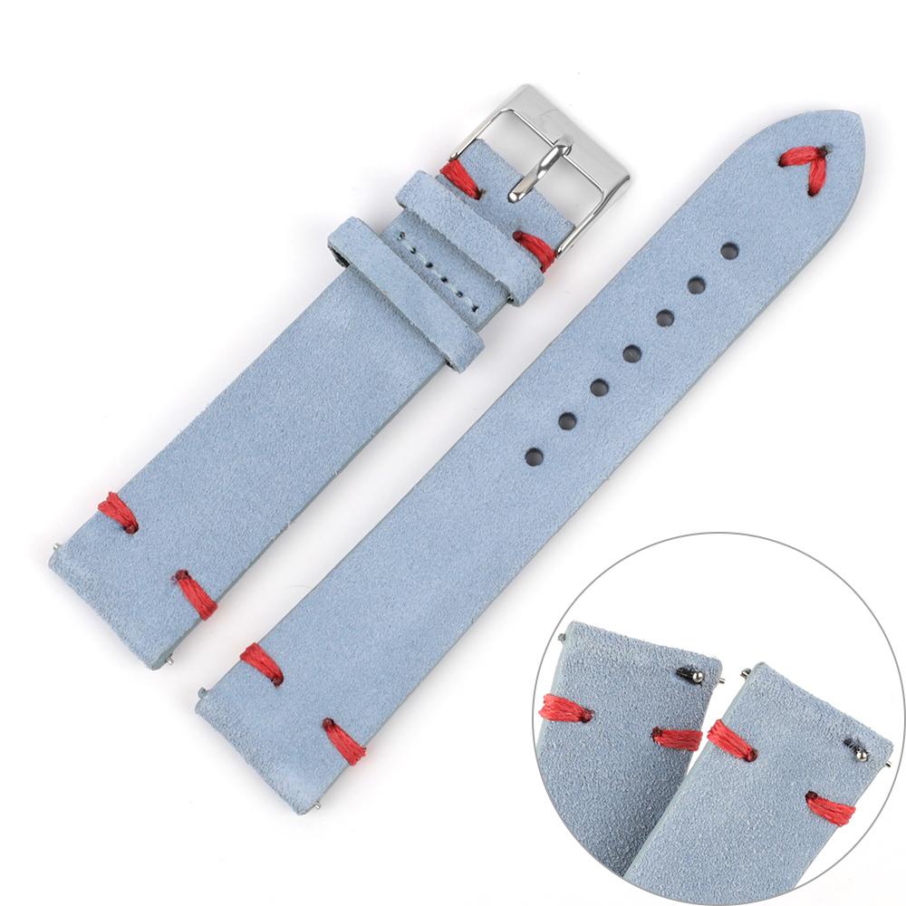 

Suede Watch Band 18mm 20mm 22mm 24mm Quick Release Replacement Watch Strap Handmade Watchband Blue Men Women Bracelet Wristband 24mm