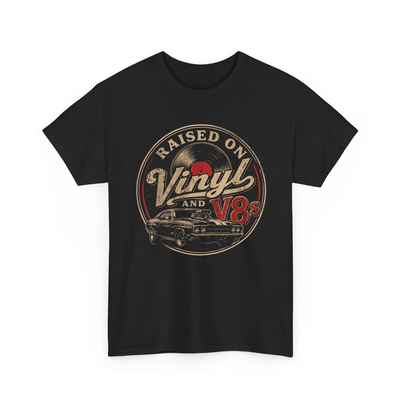 Raised On Vinyl and V8s Retro Car Music Culture Women Men Shirt S разноцветный