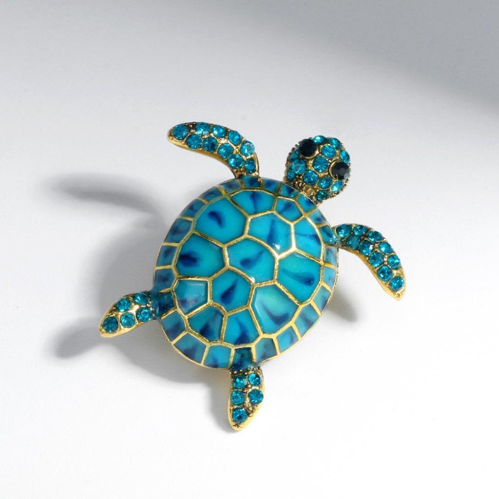 Fashion Creative Turtle Animal Brooch Personality Exaggeration Diamond Drip Badge Retro Pin Accessory Brooch