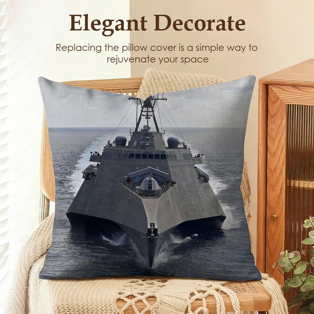 Destroyers Usa Cool Cushion Cover Natural Linen Organic Fabric Double-Sided Printing Sofa Home Decor Gift Pillow Case
